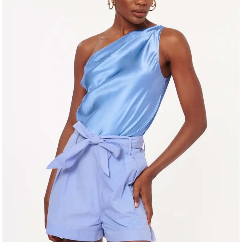 Cami NYC One-Shoulder Satin Top in Light Blue - never worn!